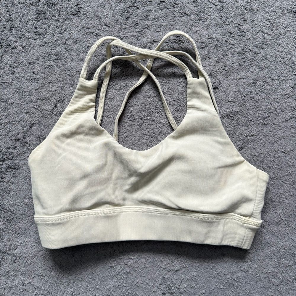 Wilo the Label Ribbed Cross Back Sports Bra Light Lime Workout Yoga Training Run